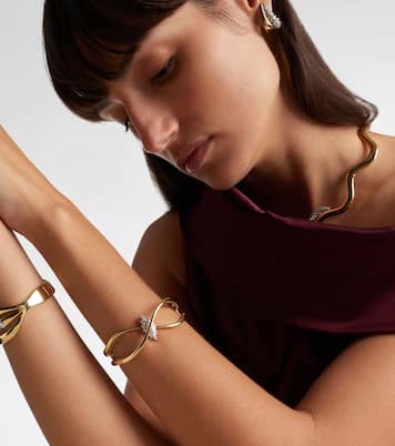 Golden Strada 18kt white and yellow gold bangle with diamonds | Yeprem