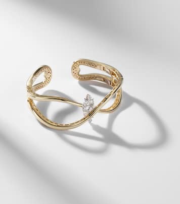 Golden Strada 18kt white and yellow gold bangle with diamonds | Yeprem