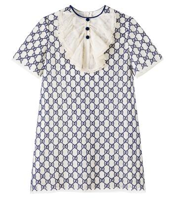 GG embroidered tulle-trimmed dress | Gucci Kids