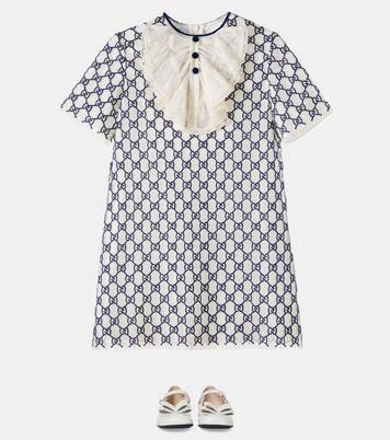 GG embroidered tulle-trimmed dress | Gucci Kids