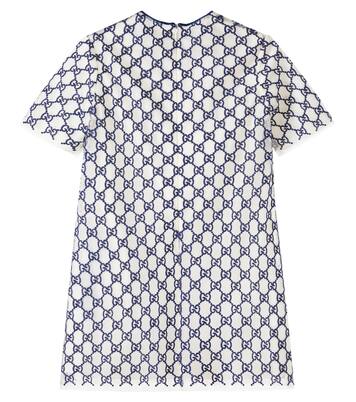 GG embroidered tulle-trimmed dress | Gucci Kids