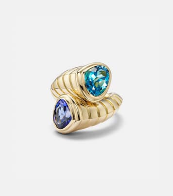 Toi Et Moi 18kt gold ring with topaz and tanzanite | Marina B