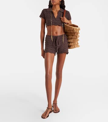 Mina open-knit cotton-blend shorts | Bananhot