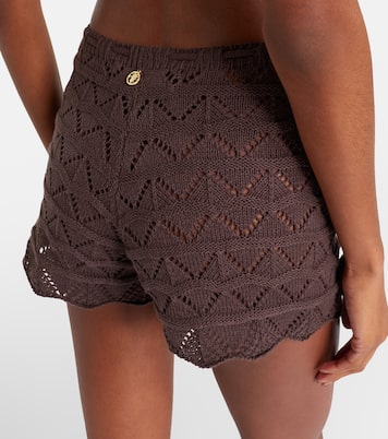 Mina open-knit cotton-blend shorts | Bananhot