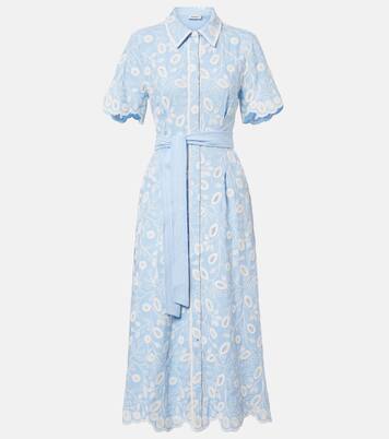 Audria embroidered linen-blend midi dress | Simkhai