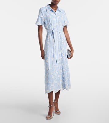 Audria embroidered linen-blend midi dress | Simkhai