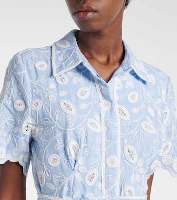 Audria embroidered linen-blend midi dress | Simkhai