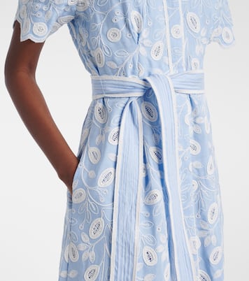 Audria embroidered linen-blend midi dress | Simkhai