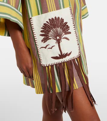 Clover embroidered striped cotton minidress | Alémais