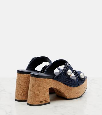Fayence raffia-effect platform sandals | Jimmy Choo