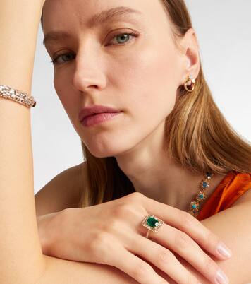 18kt gold (750/1000) ring with emerald and diamonds | Suzanne Kalan