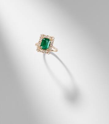 18kt gold (750/1000) ring with emerald and diamonds | Suzanne Kalan