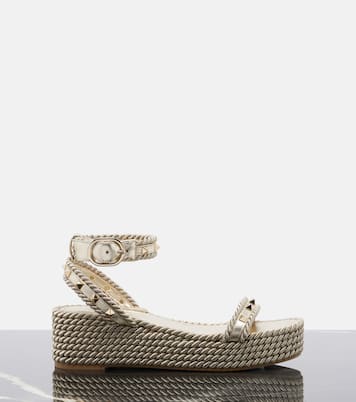 Rockstud Torchon leather espadrille wedges | Valentino Garavani