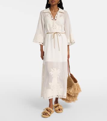 Indra刺绣苎麻纤维中长连衣裙 | Zimmermann
