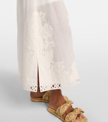 Indra刺绣苎麻纤维中长连衣裙 | Zimmermann