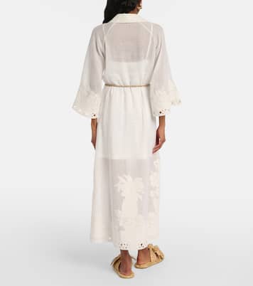 Indra刺绣苎麻纤维中长连衣裙 | Zimmermann