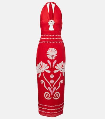 Orly printed halterneck linen midi dress | Cala de la Cruz