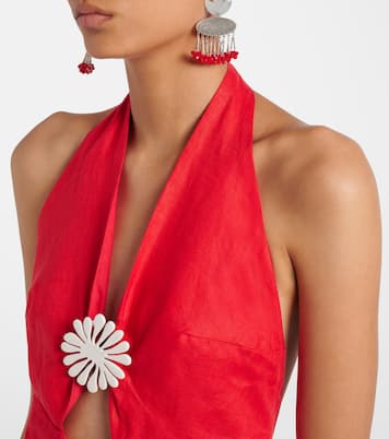 Orly printed halterneck linen midi dress | Cala de la Cruz