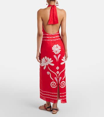Orly printed halterneck linen midi dress | Cala de la Cruz