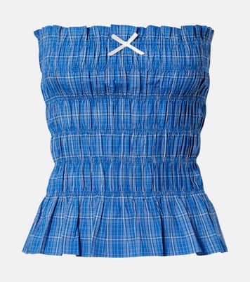 Leya gathered plaid cotton top | Faithfull