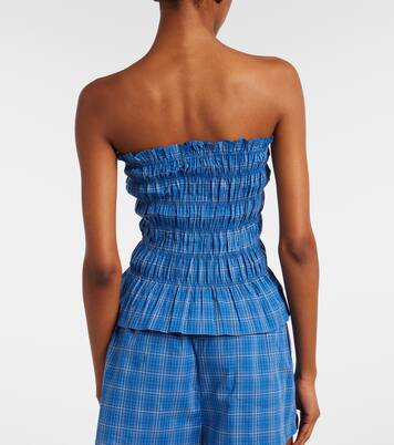 Leya gathered plaid cotton top | Faithfull
