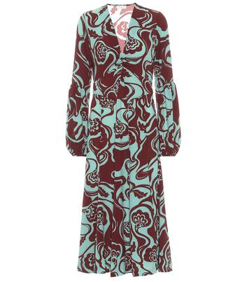 Robe midi en crêpe à fleurs | Dries Van Noten