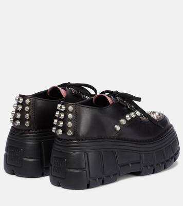 Derbies à plateforme et clous en cuir | Miu Miu