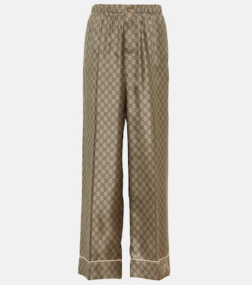 GG Supreme wide-leg silk pants | Gucci