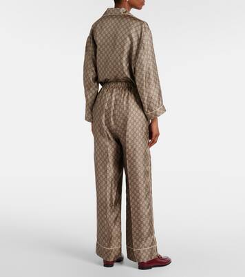 GG Supreme wide-leg silk pants | Gucci