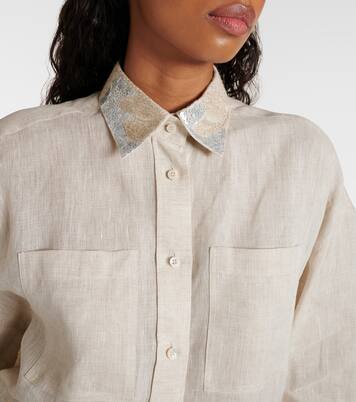 Embellished linen shirt | Brunello Cucinelli