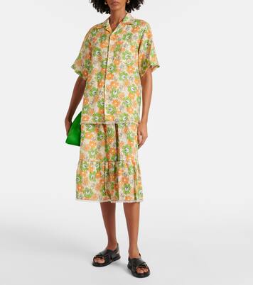 Floral linen midi skirt | Marni