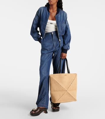 Paula's Ibiza Puzzle Fold XL raffia tote bag | Loewe
