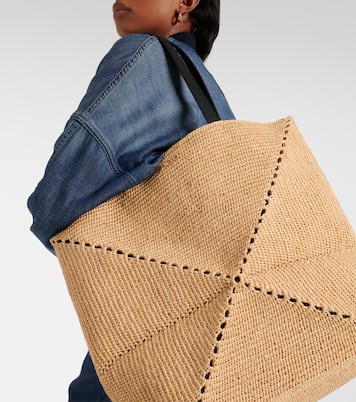 Paula's Ibiza Puzzle Fold XL raffia tote bag | Loewe