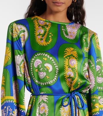 Robe longue imprimée en satin de soie | Alémais