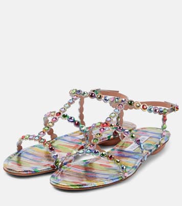 Sandalen Tequila aus Leder mit Kristallen | Aquazzura