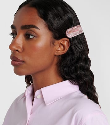 Logo crystal-embellished barrette | Prada