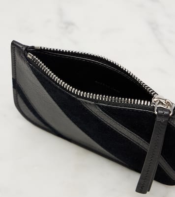 Pocket suede-trimmed leather card holder | Phoebe Philo