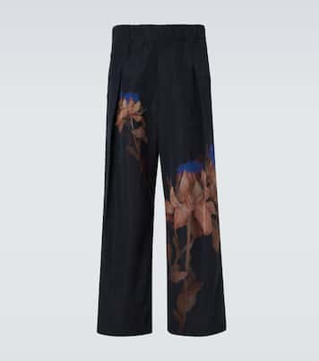 Pilan floral wool-blend taffeta wide-leg pants | Dries Van Noten