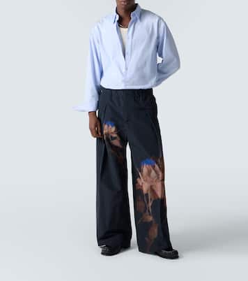 Pilan floral wool-blend taffeta wide-leg pants | Dries Van Noten
