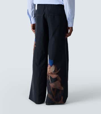 Pilan floral wool-blend taffeta wide-leg pants | Dries Van Noten