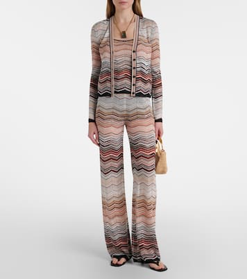 Cardigan Zigzag aus Häkelstrick mit Pailletten | Missoni