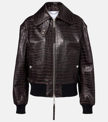 Croc-effect leather blouson jacket | Rabanne