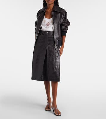 Croc-effect leather blouson jacket | Rabanne