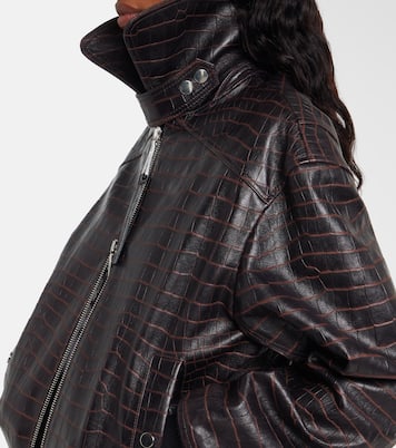 Croc-effect leather blouson jacket | Rabanne