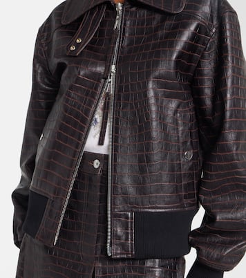 Croc-effect leather blouson jacket | Rabanne
