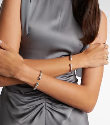 Cable Flex® sterling silver bracelet with diamonds and pearls | David Yurman
