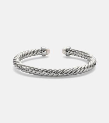 Cable Flex® sterling silver bracelet with diamonds and pearls | David Yurman