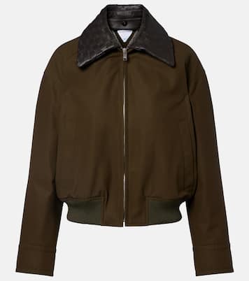 Leather-trimmed cotton twill blouson jacket | Bottega Veneta