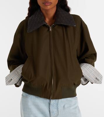 Leather-trimmed cotton twill blouson jacket | Bottega Veneta