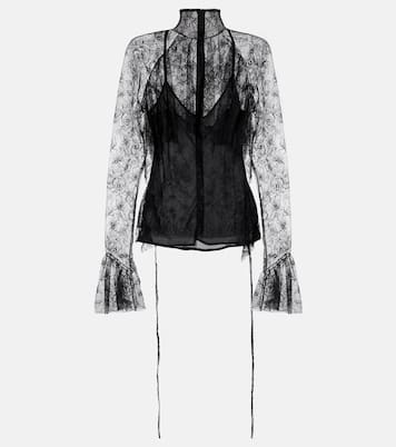 Ruffled sheer lace blouse | Blumarine